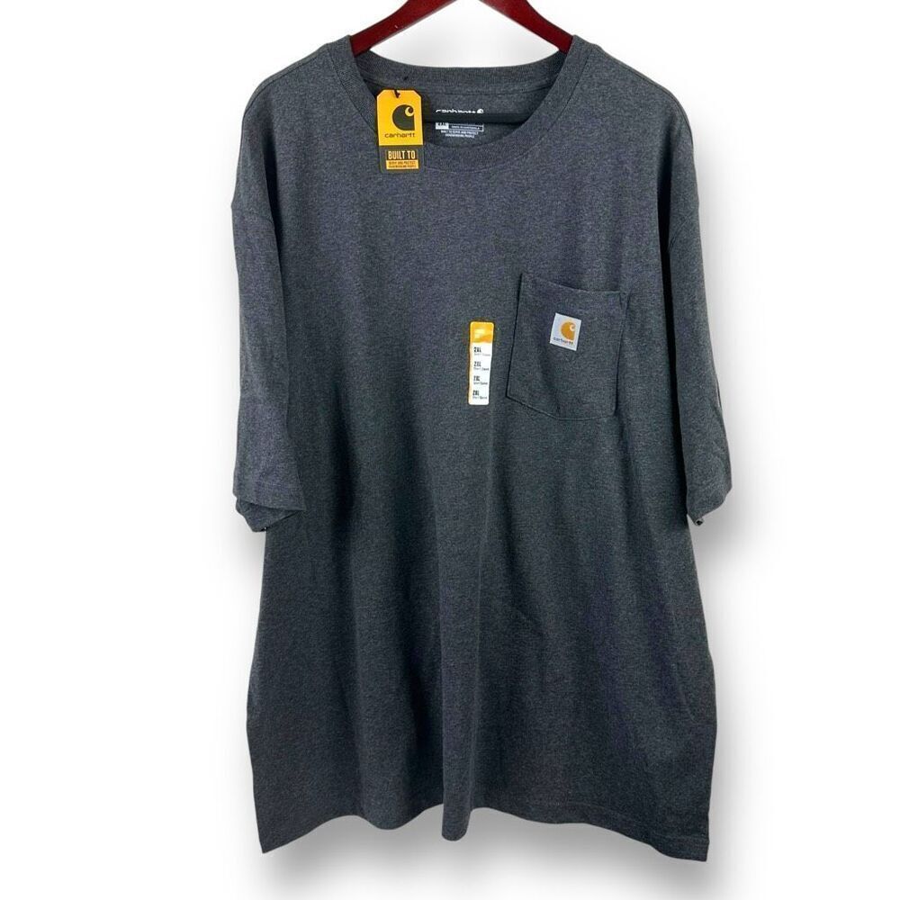 Carhartt Mens 2XL Heavyweight Pocket Tee Shirt Charcoal Gray Loose Fit Basic New